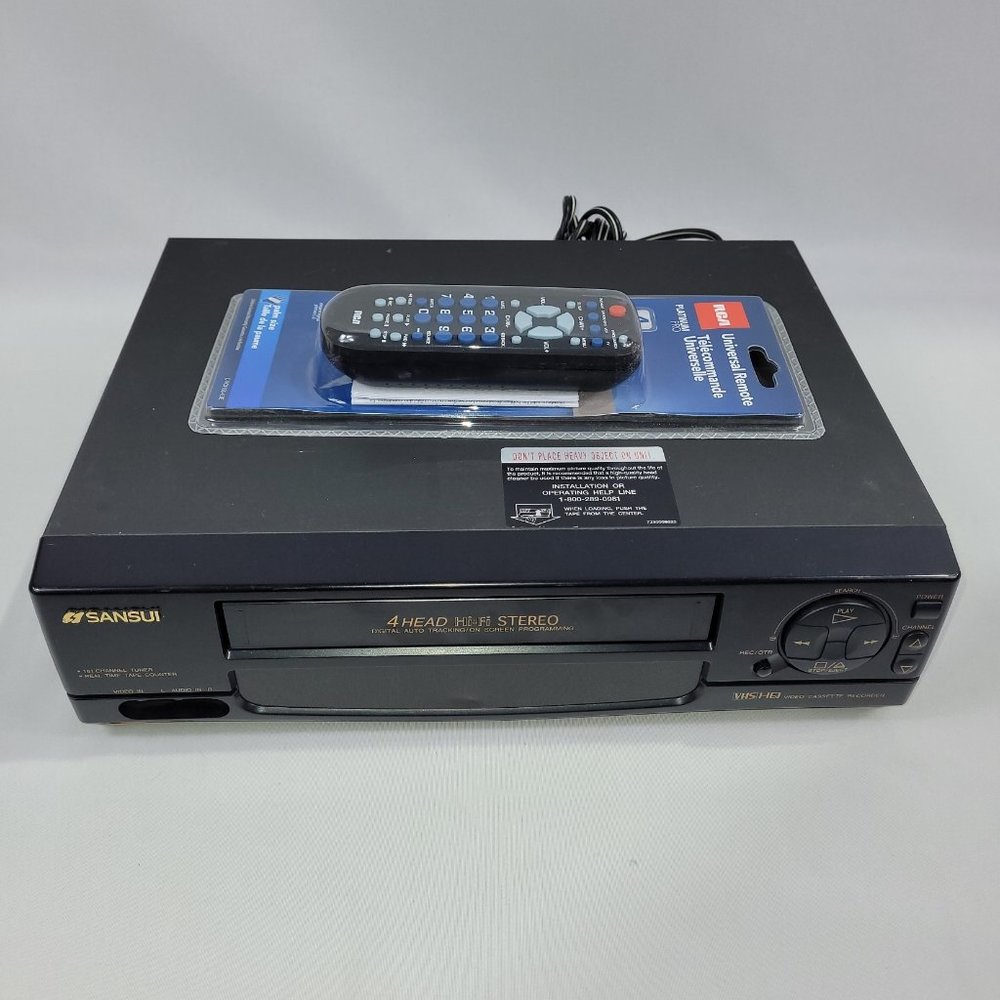 Sansui VHF7002 Hi-Fi Stereo VHS VCR Video Cassette Recorder & Remote Control